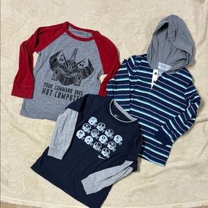 Nike Kids Long Sleeve Shirt Trio - Red, Gray, and Blue